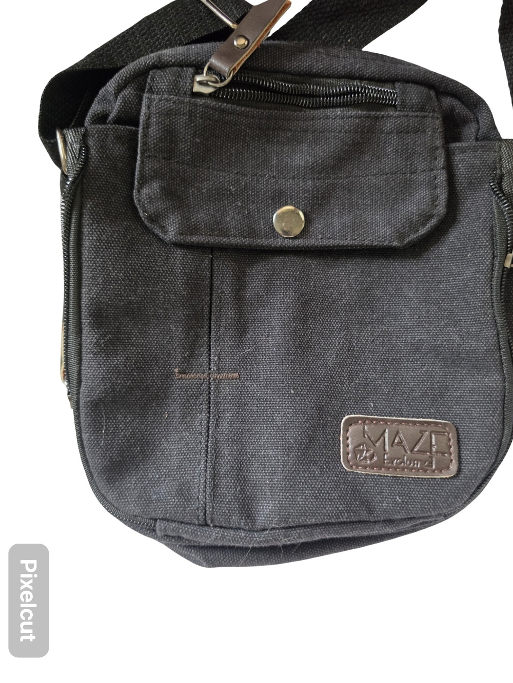 Black Canvas Crossbody Bag for Men